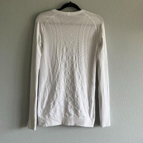 Lululemon Rest Less Pullover Long Sleeve Shirt White Thumb Holes White Pattern 4 - Picture 5 of 8